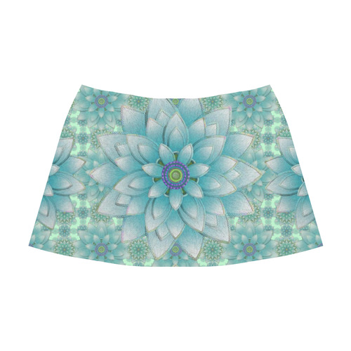 Turquoise Happy Lotus Mnemosyne Women's Crepe Skirt (Model D16)