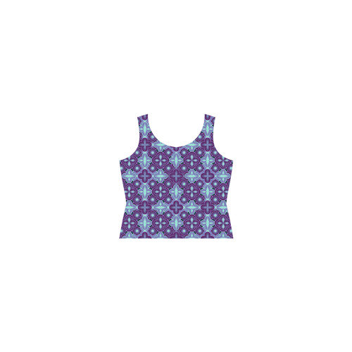Purple blue seamless pattern Sleeveless Splicing Shift Dress(Model D17)