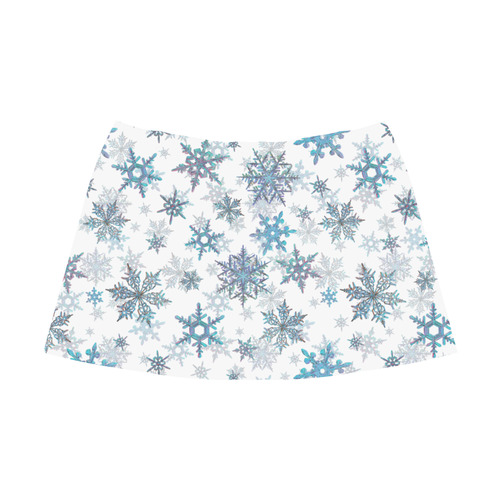 Snowflakes, Blue snow, stitched Mnemosyne Women's Crepe Skirt (Model D16)