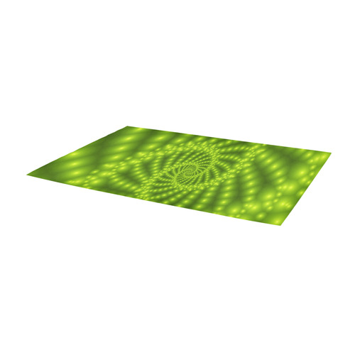 Glossy Lime Green Beaded Spiral Fractal Area Rug 9'6''x3'3''