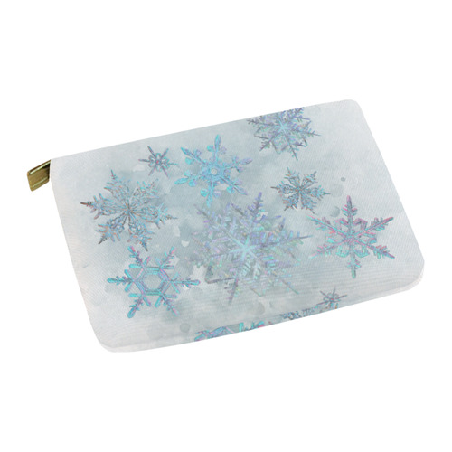 Snowflakes, snow, white and blue Carry-All Pouch 12.5''x8.5''