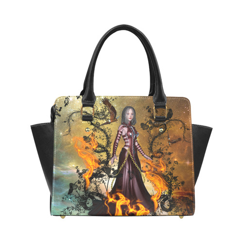 Awesome fairy with fire Classic Shoulder Handbag (Model 1653)