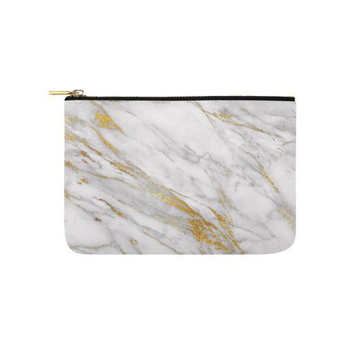italian Marble, white and gold Carry-All Pouch 9.5''x6''