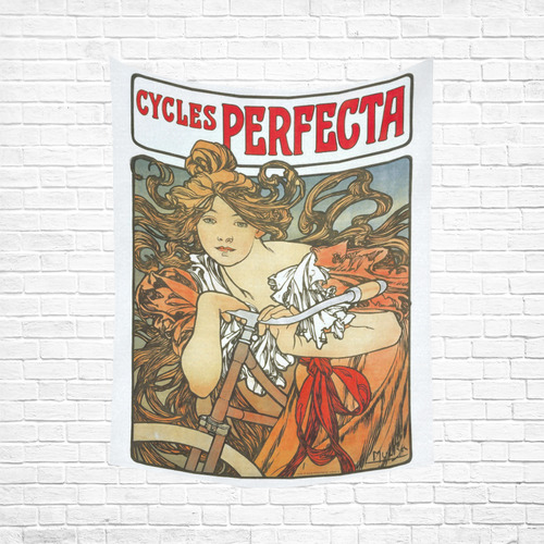 Cycles Perfecta Alphonse Mucha Art Nouveau Cotton Linen Wall Tapestry 60"x 80"