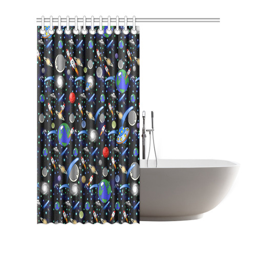 Galaxy Universe - Planets, Stars, Comets, Rockets Shower Curtain 66"x72"