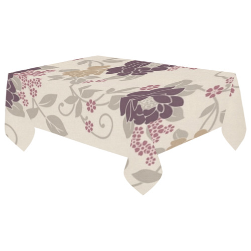 Vintage Burgundy Floral Wallpaper Pattern Cotton Linen Tablecloth 60"x 104"