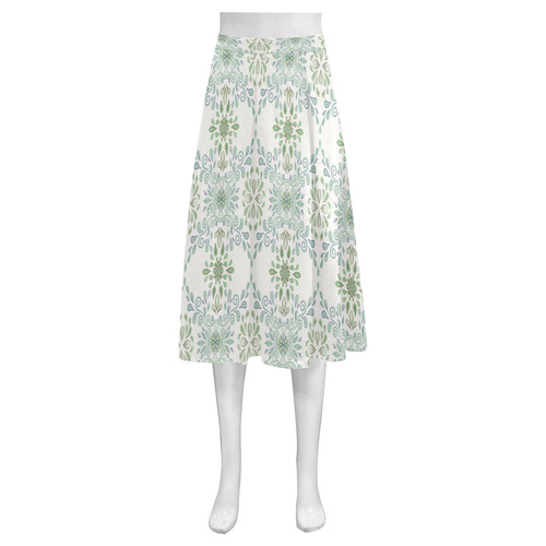 Blue and Green pattern Mnemosyne Women's Crepe Skirt (Model D16)