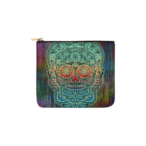 Día De Los Muertos DOUBLE SKULL Ornaments Grunge Carry-All Pouch 6''x5''