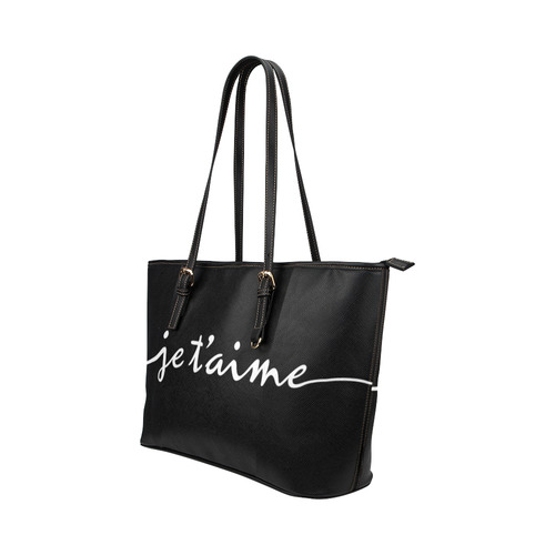 Romantic je t'aime - french love - white Leather Tote Bag/Small (Model 1651)