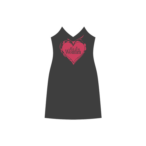 NASTY WOMAN ART HEART for powerwomen V-Neck Open Fork Long Dress(Model D18)