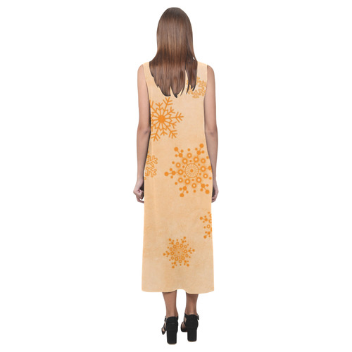 Winter bokeh,peach Phaedra Sleeveless Open Fork Long Dress (Model D08)