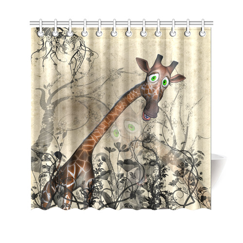 Funny Happy Giraffe Shower Curtain 69, Giraffe Shower Curtain