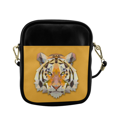 Tiger Abstract Triangles Fine Animal Art Sling Bag (Model 1627)