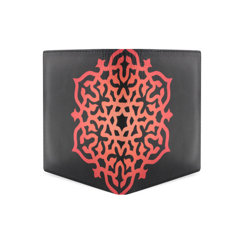 Original designers wallet for Man : black and red edition with Mandala art Men's Leather Wallet (Model 1612)