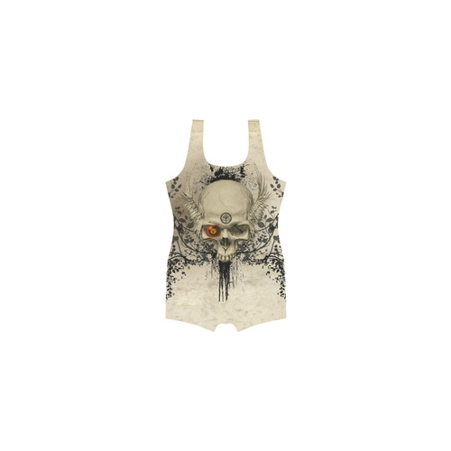 Amazing skull with wings,red eye Classic One Piece Swimwear (Model S03)