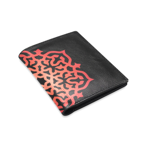 Original designers wallet for Man : black and red edition with Mandala art Men's Leather Wallet (Model 1612)