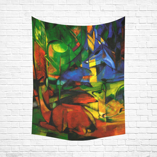 Franz Marc - Deers in the Wood II Cotton Linen Wall Tapestry 60"x 80"