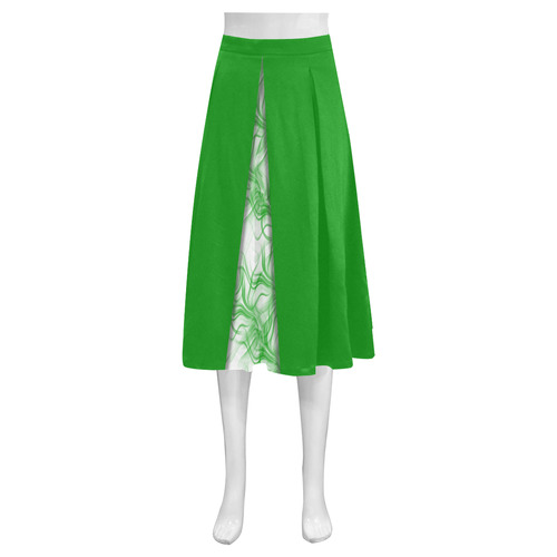 Smoke Green Flames Mnemosyne Women's Crepe Skirt (Model D16)