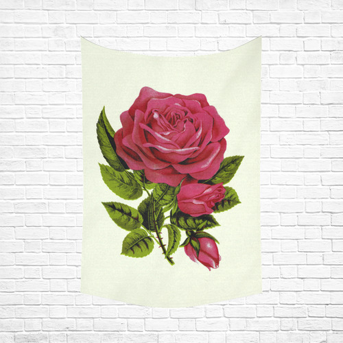 Beautiful Red Rose Flower Vintage Floral Cotton Linen Wall Tapestry 60"x 90"