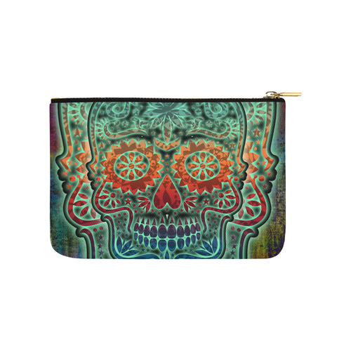 Día De Los Muertos DOUBLE SKULL Ornaments Grunge Carry-All Pouch 9.5''x6''