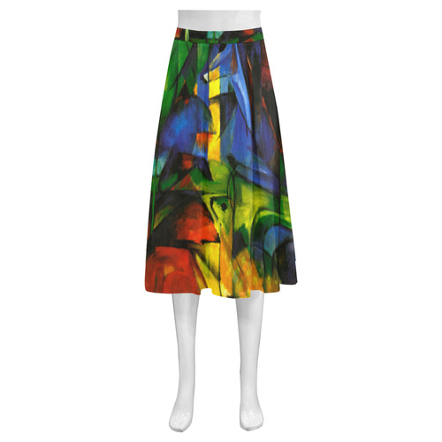 Franz Marc - Deers in the Wood II Mnemosyne Women's Crepe Skirt (Model D16)