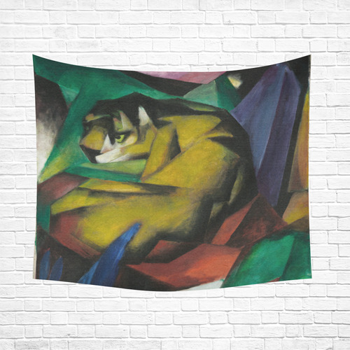 Franz Marc - The Tiger Cotton Linen Wall Tapestry 60"x 51"