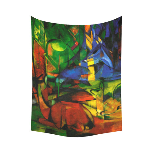 Franz Marc - Deers in the Wood II Cotton Linen Wall Tapestry 60"x 80"