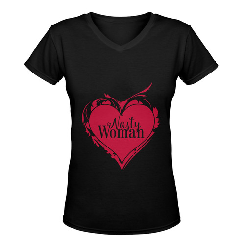 NASTY WOMAN ART HEART for powerwomen Women's Deep V-neck T-shirt (Model T19)