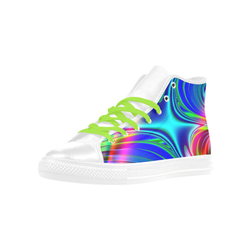 Rainbow Splash Fractal Aquila High Top Microfiber Leather Women's Shoes (Model 032)