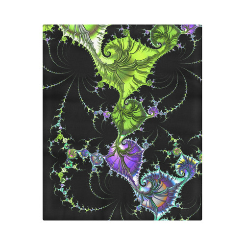 SPIRAL Filigree FRACTAL black green violet Duvet Cover 86"x70" ( All-over-print)