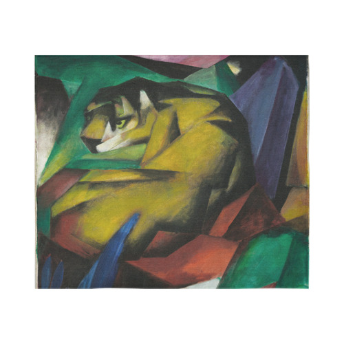 Franz Marc - The Tiger Cotton Linen Wall Tapestry 60"x 51"