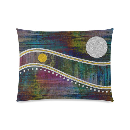 Landscape Waves Dots Grunge Gold Silver Custom Zippered Pillow Case 20"x26"(Twin Sides)