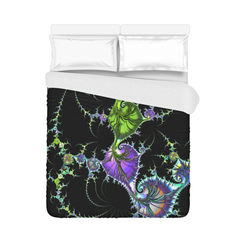 SPIRAL Filigree FRACTAL black green violet Duvet Cover 86"x70" ( All-over-print)