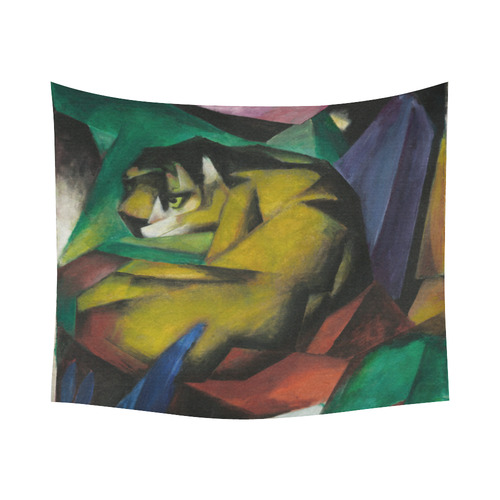 Franz Marc - The Tiger Cotton Linen Wall Tapestry 60"x 51"