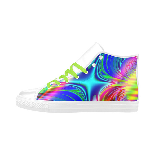 Rainbow Splash Fractal Aquila High Top Microfiber Leather Women's Shoes (Model 032)