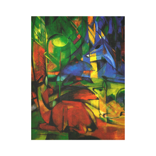 Franz Marc - Deers in the Wood II Cotton Linen Wall Tapestry 60"x 80"