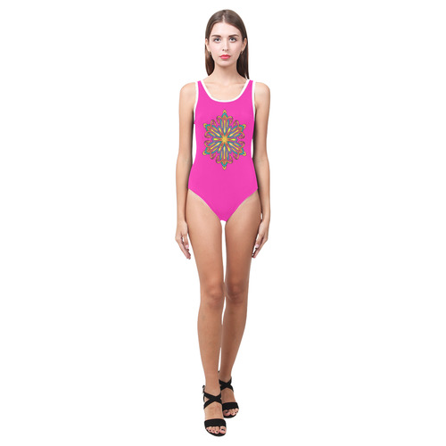 Authentic designers luxury bikini with hand-drawn Mandala Art. Collection 2016 Vest One Piece Swimsuit (Model S04)