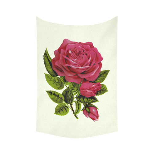 Beautiful Red Rose Flower Vintage Floral Cotton Linen Wall Tapestry 60"x 90"