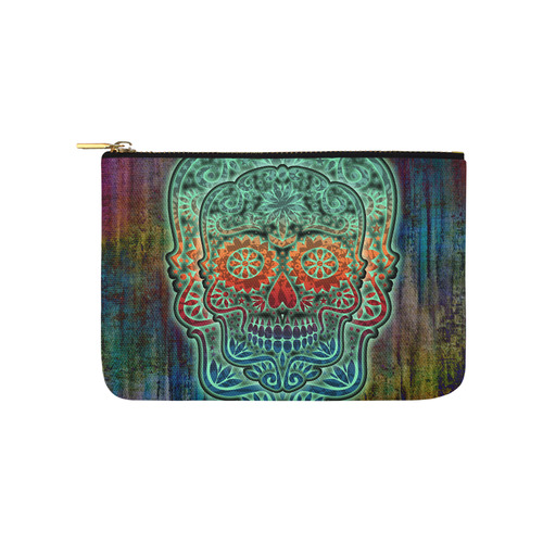 Día De Los Muertos DOUBLE SKULL Ornaments Grunge Carry-All Pouch 9.5''x6''