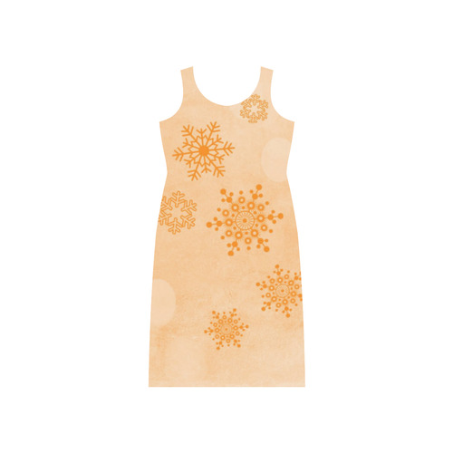 Winter bokeh,peach Phaedra Sleeveless Open Fork Long Dress (Model D08)