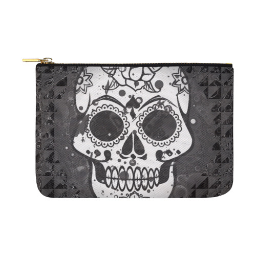 black and white Skull Carry-All Pouch 12.5''x8.5''