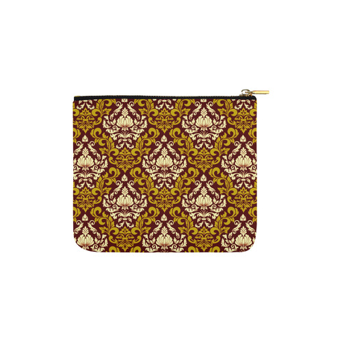 Elegant Vintage Gold Damask Floral Carry-All Pouch 6''x5''