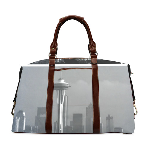 Grey Seattle Space Needle Collage Classic Travel Bag (Model 1643) Remake