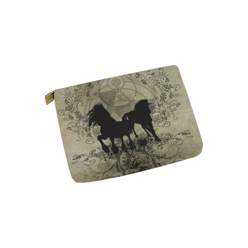 Beautiful horses, solhouette in black Carry-All Pouch 6''x5''