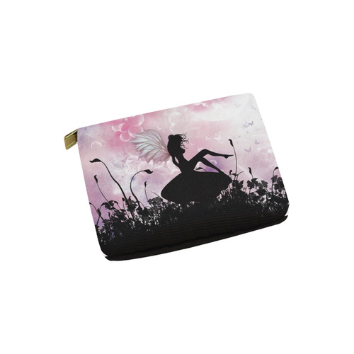 Pink Fairy Silhouette with bubbles Carry-All Pouch 6''x5''