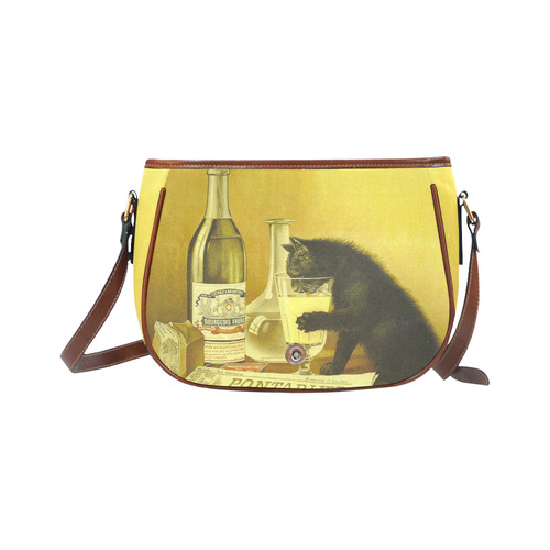 Absinthe Bourgeois Vintage Cat Drinking Absinthe Saddle Bag/Large (Model 1649)