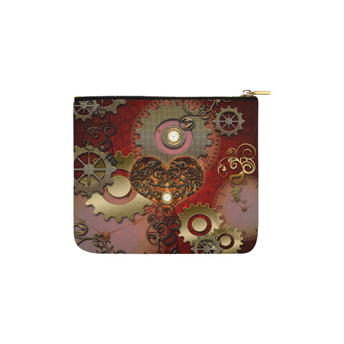 Steampunk, awesome glowing hearts Carry-All Pouch 6''x5''