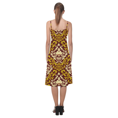 Elegant Vintage Damask Floral Pattern Alcestis Slip Dress (Model D05)