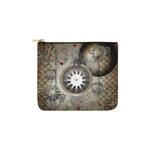 Steampunk, noble design, clocks and gears Carry-All Pouch 6''x5''