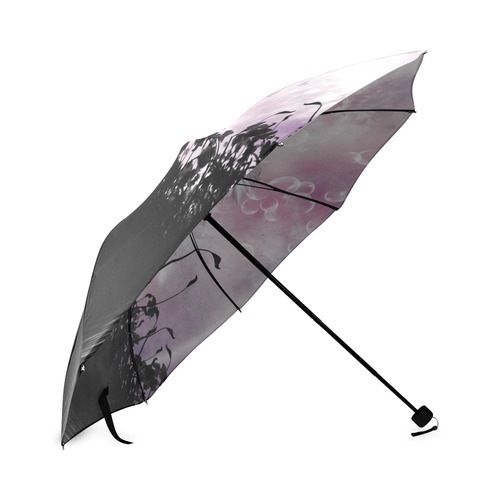 Pink Fairy Silhouette with bubbles Foldable Umbrella (Model U01)